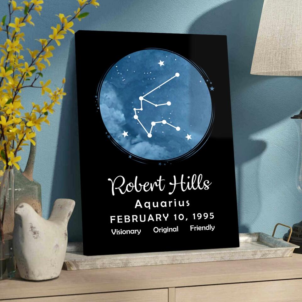 Zodiac Sign - Date Of Birth Custom Canvas, Poster - Birthday Gift For Family, Friends