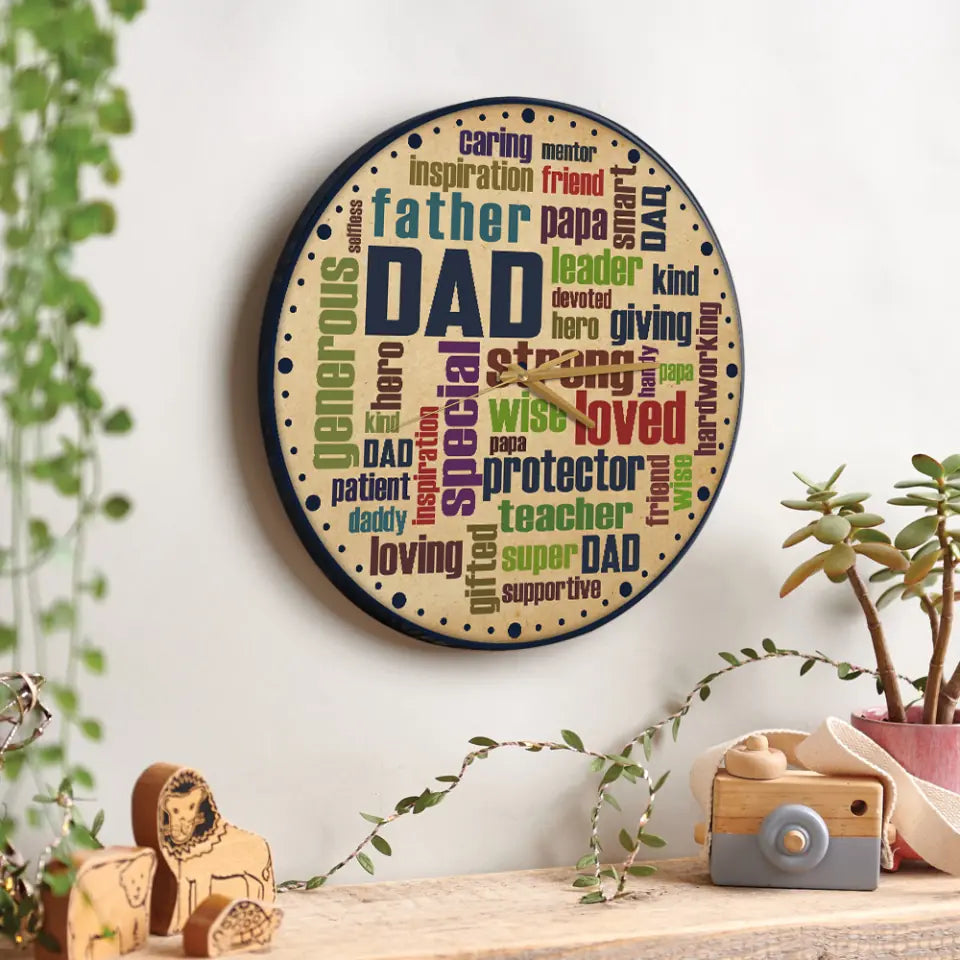 Dad Description Characters - Wall Clock Wall Art Home Decor - Best Gifts For Dad On Father&#39;s day Birthdays - 212IHPLNWC616