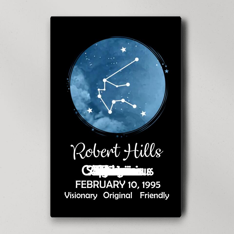 Zodiac Sign - Date Of Birth Custom Canvas, Poster - Birthday Gift For Family, Friends