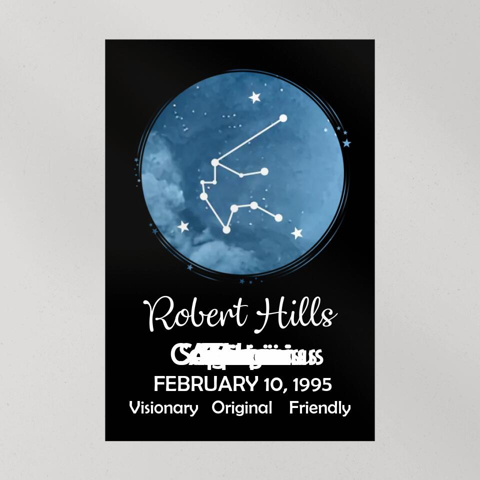 Zodiac Sign - Date Of Birth Custom Canvas, Poster - Birthday Gift For Family, Friends