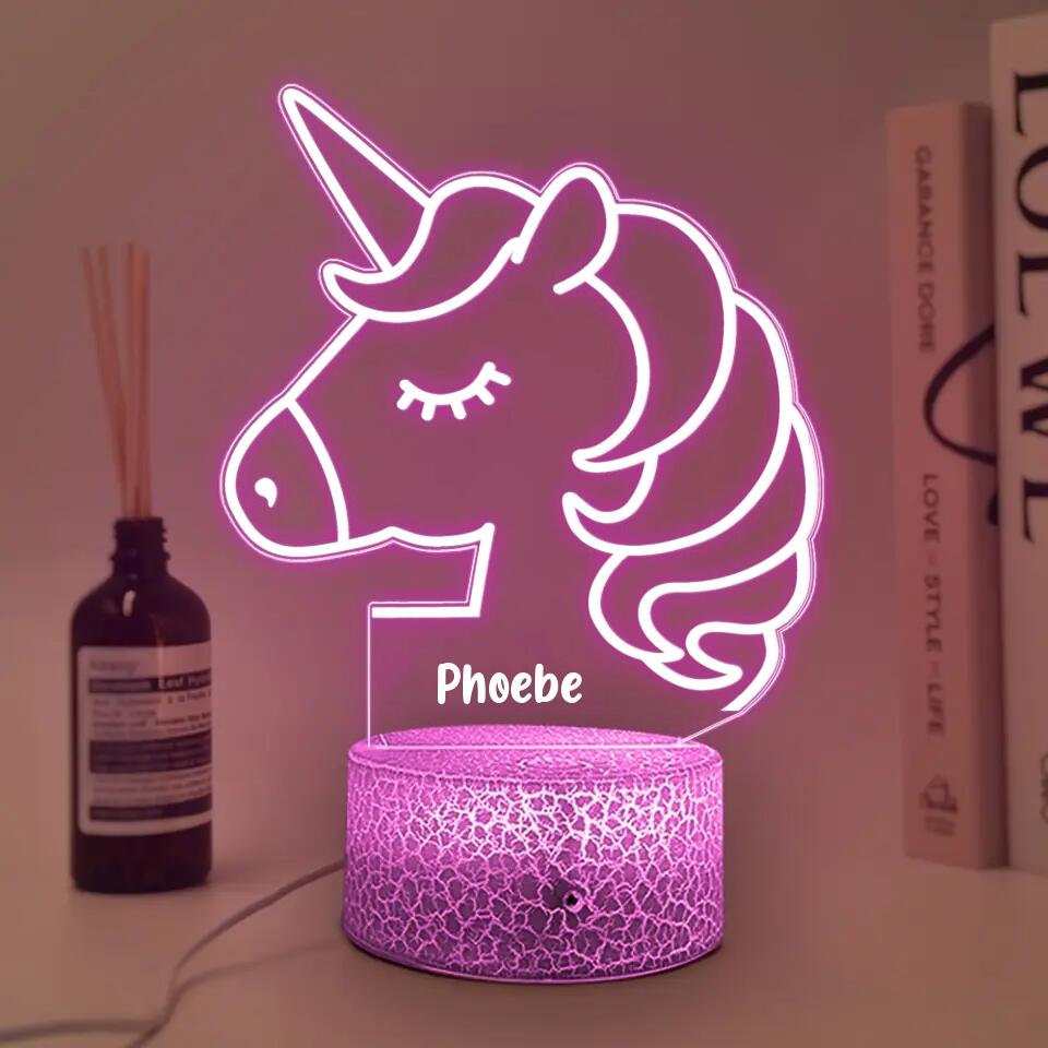 Unicorn Night Light - Kids Bedroom Decor - Children's Lights - Kids Bedrooms - Personalized 3D Led Light - Birthday Gift for Children  - 210IHNBNLL701