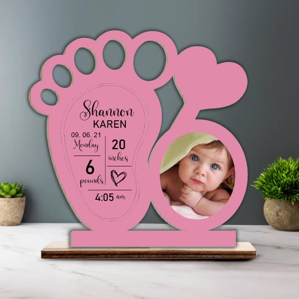 Baby Footprint - Personalized Upload Photo Wooden Plaque - Best Gift For Newborn Baby Anniversary - 212IHNVSWP883