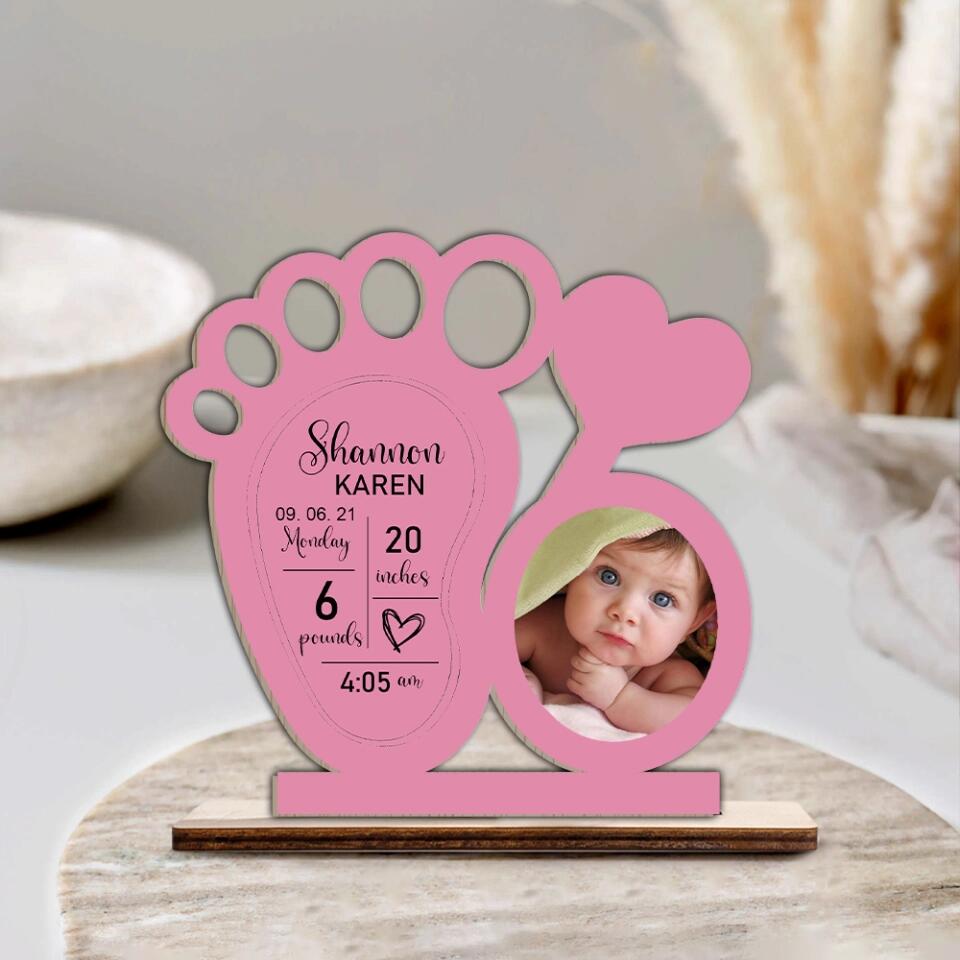 Baby Footprint - Personalized Upload Photo Wooden Plaque - Best Gift For Newborn Baby Anniversary - 212IHNVSWP883