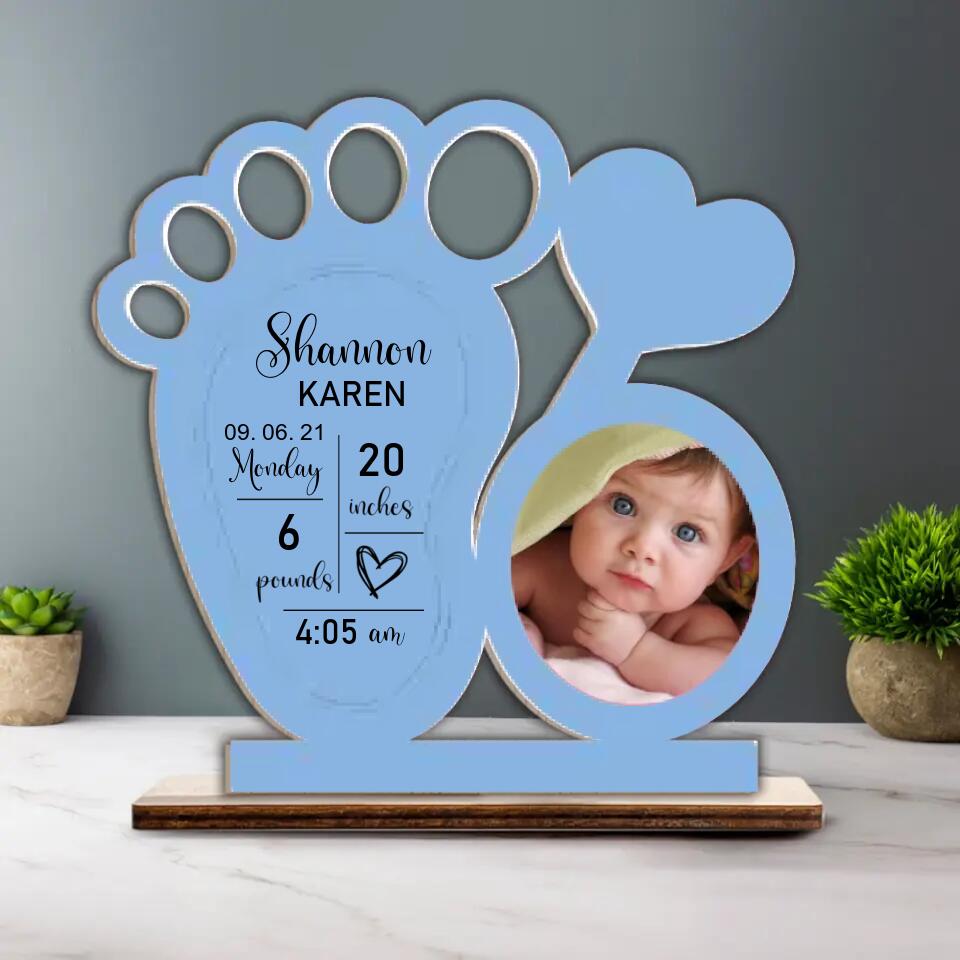 Baby Footprint - Personalized Upload Photo Wooden Plaque - Best Gift For Newborn Baby Anniversary - 212IHNVSWP883