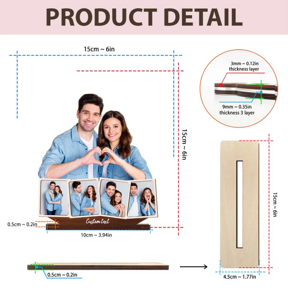 Custom Portrait From Photo, Wooden Plaque 3 Layers, Customizable Name And Text - Wooden Table top photo frames - 212IHPLNWP629