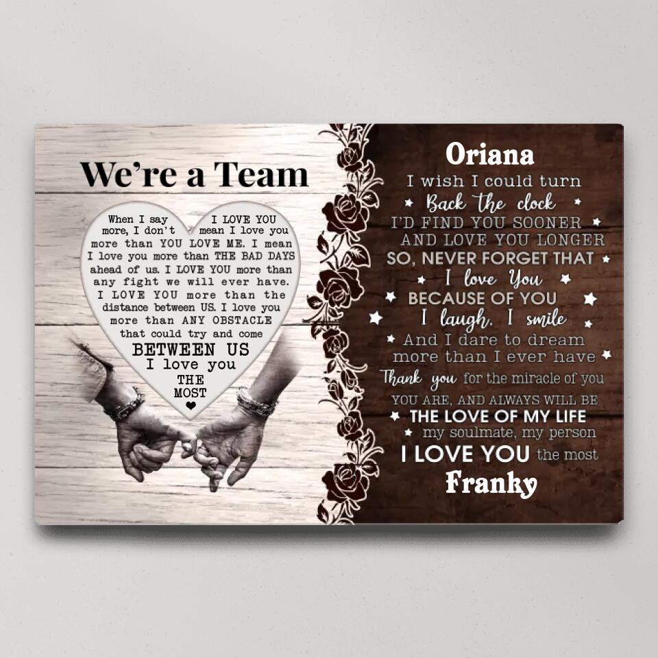 Personalized Valentine Gifts - I Wish I Could Turn Back the Clock - Hand in Hand - Canvas/Poster - Personalized Couple Gifts