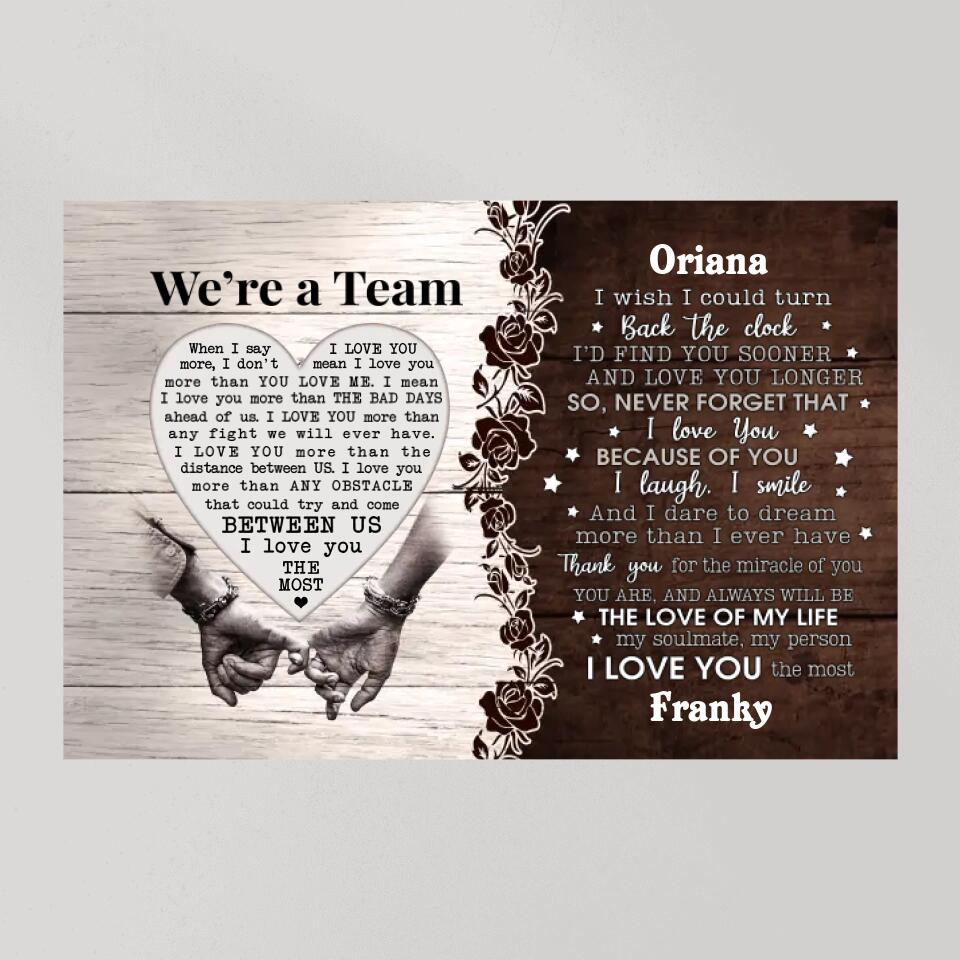 Personalized Valentine Gifts - I Wish I Could Turn Back the Clock - Hand in Hand - Canvas/Poster - Personalized Couple Gifts