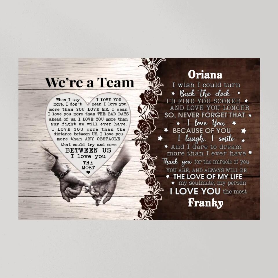 Personalized Valentine Gifts - I Wish I Could Turn Back the Clock - Hand in Hand - Canvas/Poster - Personalized Couple Gifts