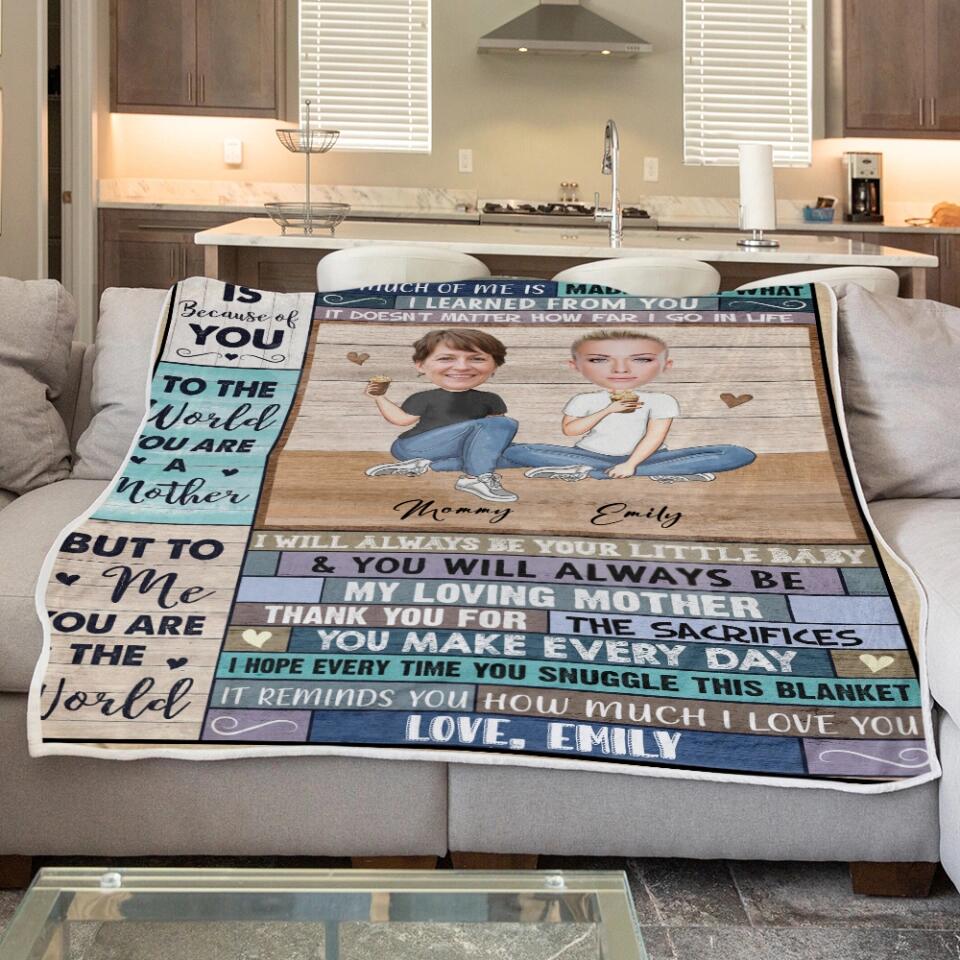 To My Mom Everything I Am Is Because Of You - Personalized Upload Photo Blanket - Best Gift For Mom From Daughter Anniversary Gift - 212IHNVSBL910