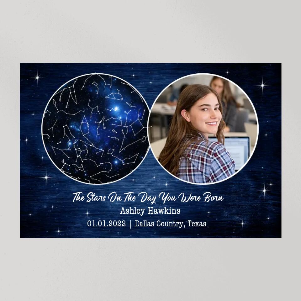 The Stars On The Day You Were Born Custom Canvas Poster Birthday Gifts For Him For Her
