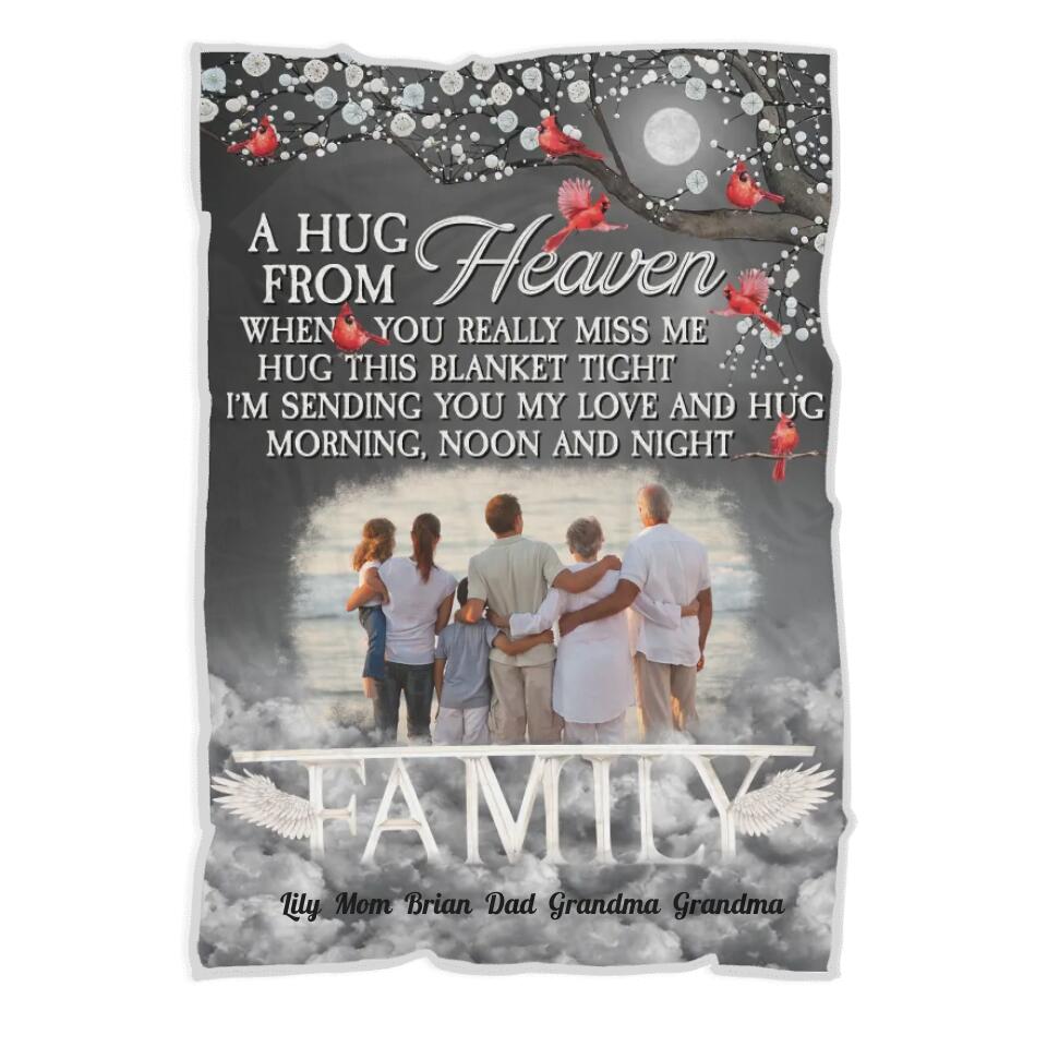 A Hug from Heaven - Family Photo Blanket - Sympathy Gift, Gift for Lost Loved Ones
