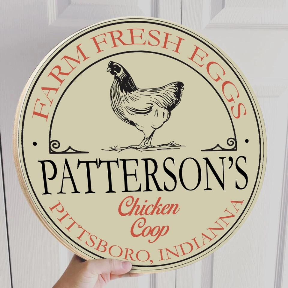 Farm Fresh Eggs Round Wooden Sign