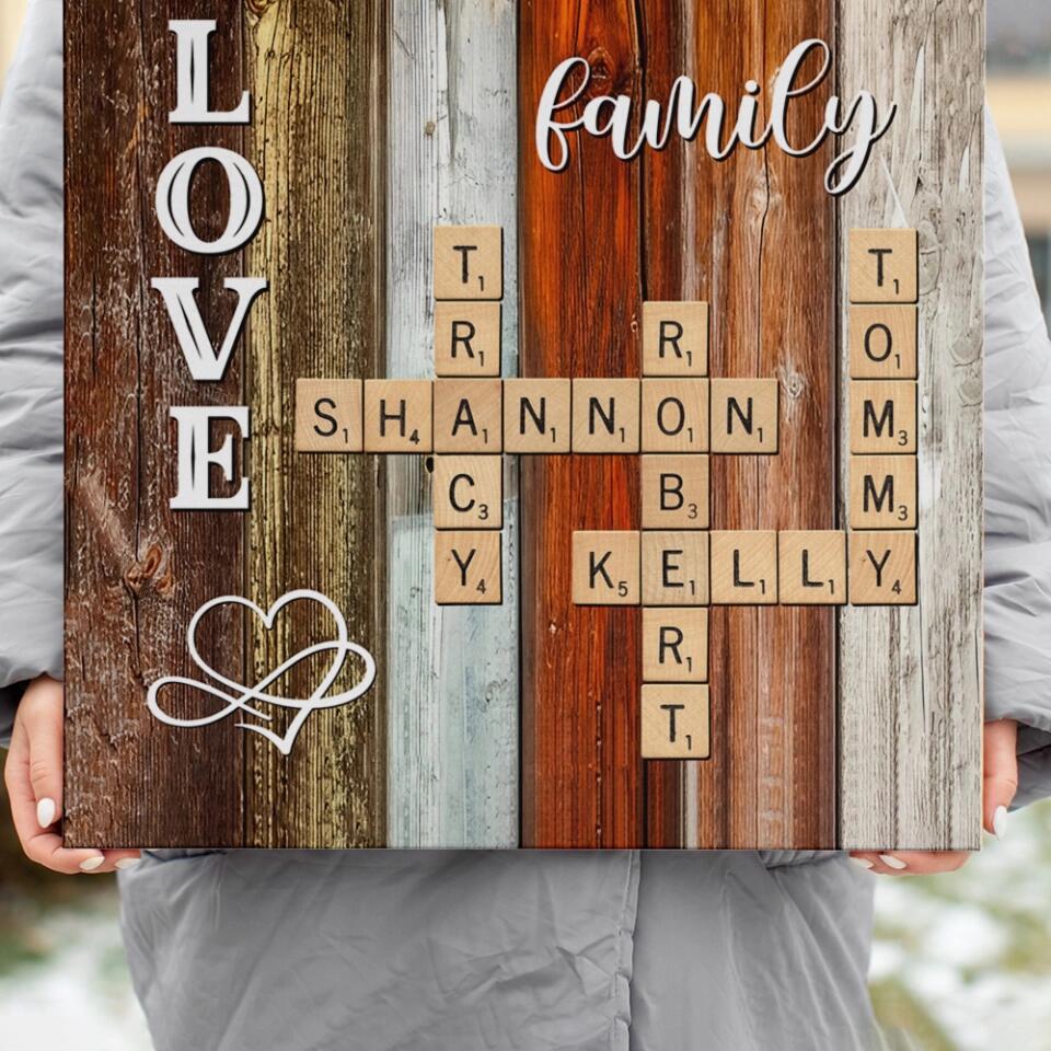 Words Game Family Name Rustic Custom Canvas Poster Valentine's Day Gifts