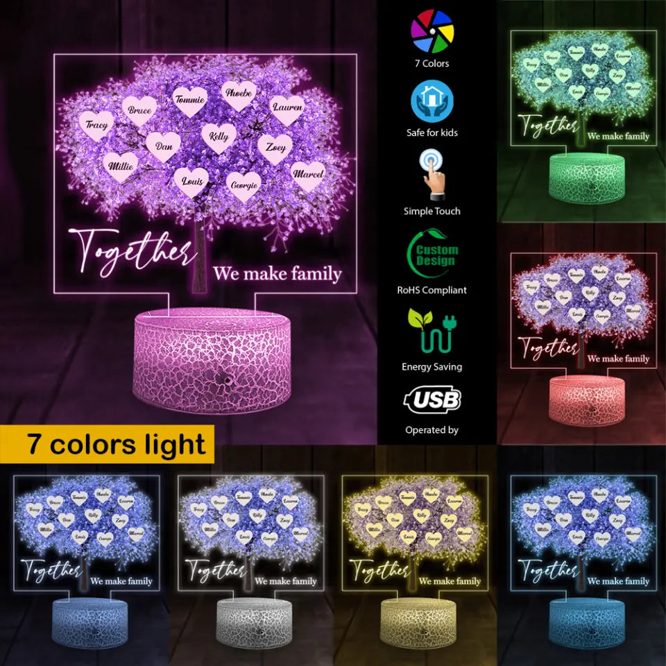 Together We Make Family Tree Custom 3D Light Gift For Family