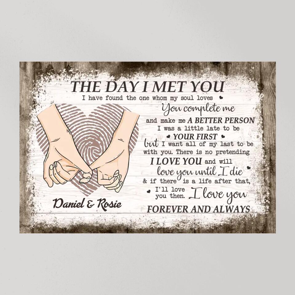 The Day I Met You I Found My Missing Piece - Canvas Poster Wall Art - Personalized Gift For Couples