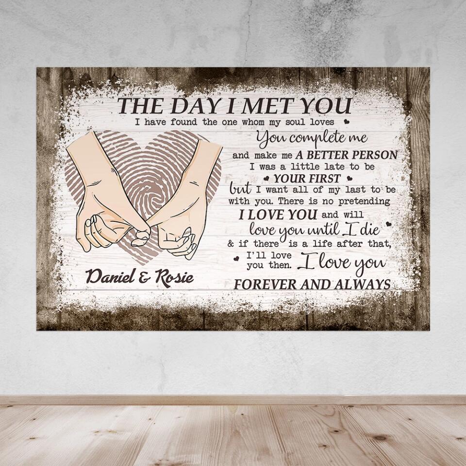 The Day I Met You I Found My Missing Piece - Canvas Poster Wall Art - Personalized Gift For Couples