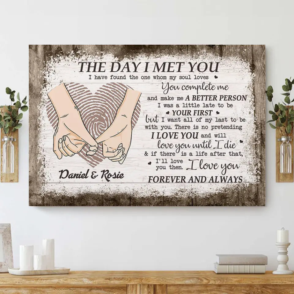 The Day I Met You I Found My Missing Piece - Canvas Poster Wall Art - Personalized Gift For Couples