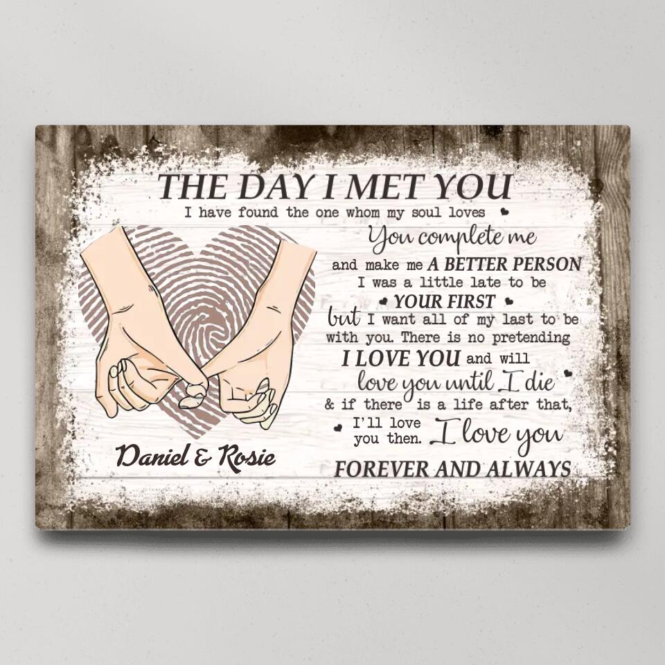 The Day I Met You I Found My Missing Piece - Canvas Poster Wall Art - Personalized Gift For Couples