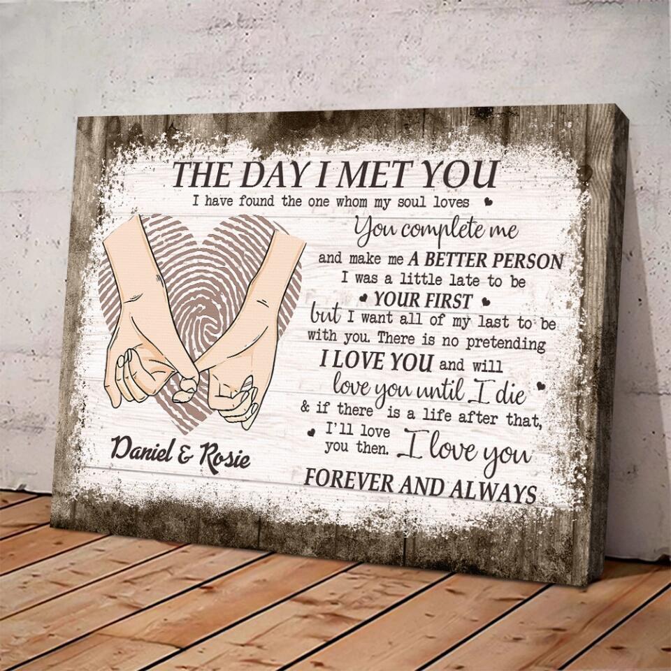 The Day I Met You I Found My Missing Piece - Canvas Poster Wall Art - Personalized Gift For Couples