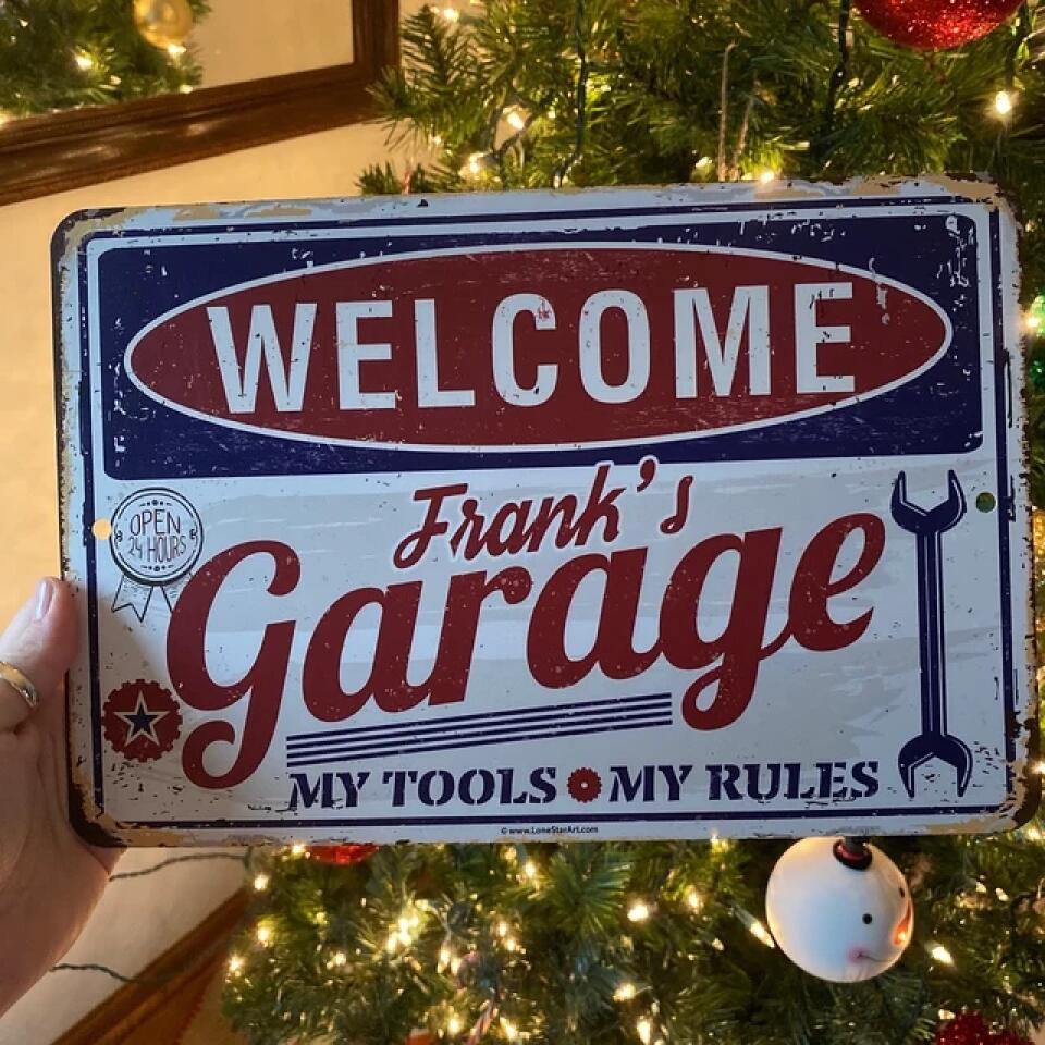 Welcome Grandpa Daddy's Garage My Tools My Rules - Printed Metal Sign