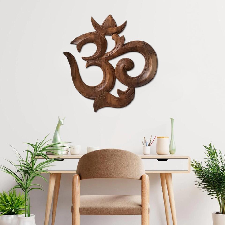 Om Sign Natural Wood Handmade