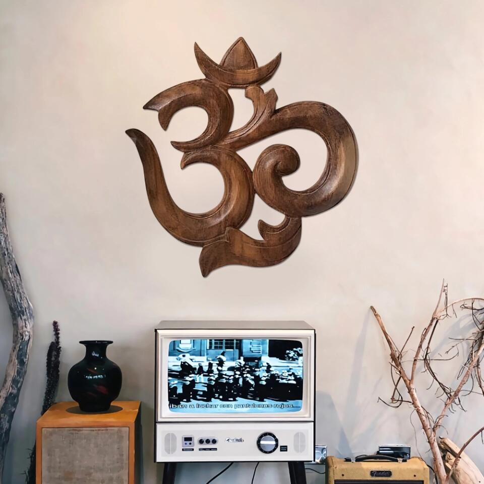 Om Sign Natural Wood Handmade