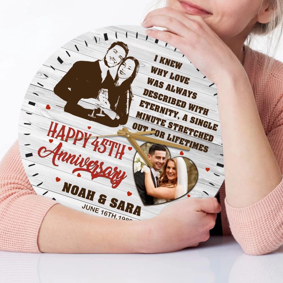 Personalized Valentine Gifts - I Knew Why Love Was Always Described With Eternity - Personalized Upload Photo Wall Clock - Best Meaningful Home Decor - Best Gift For Him/Her For Couple On Valentine Anniversary - 212IHNVSWC940