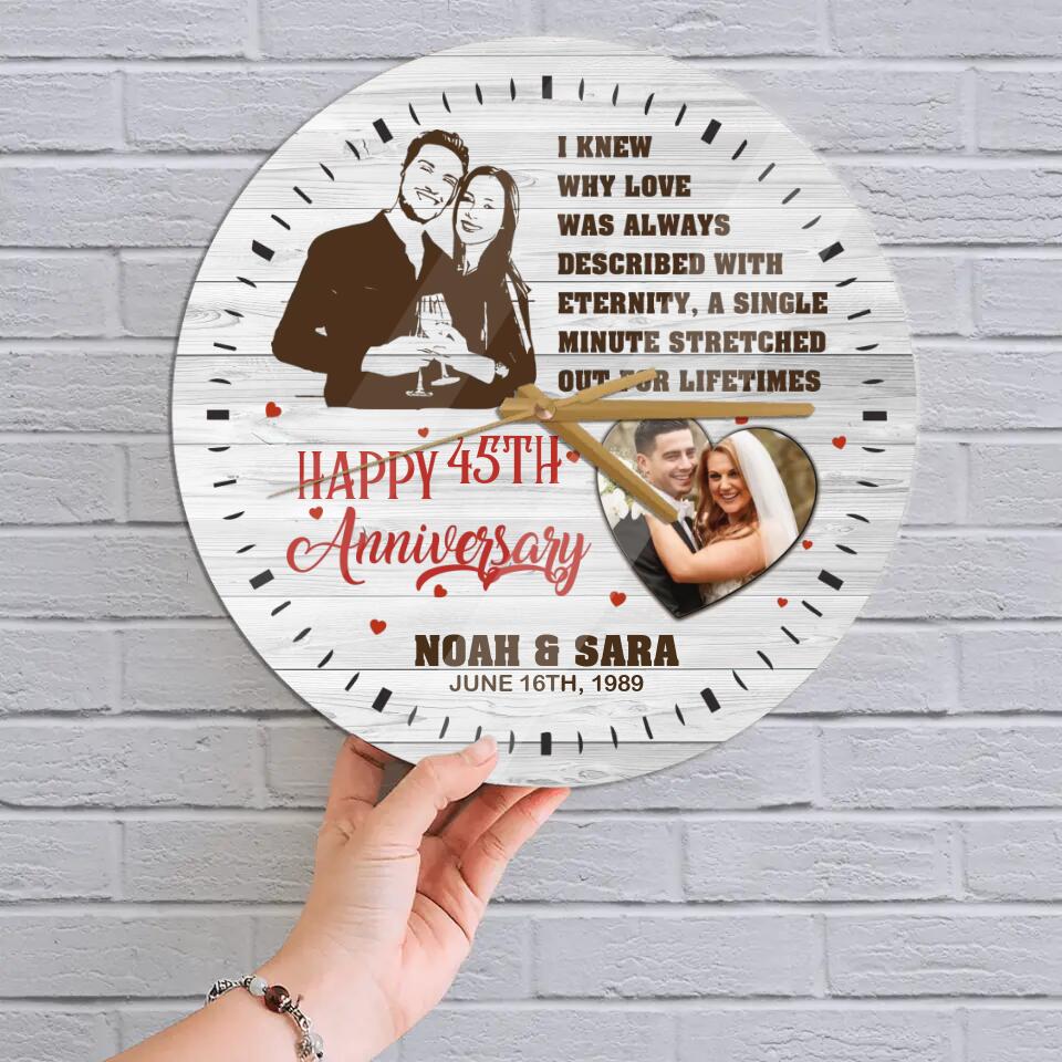 Personalized Valentine Gifts - I Knew Why Love Was Always Described With Eternity - Personalized Upload Photo Wall Clock - Best Meaningful Home Decor - Best Gift For Him/Her For Couple On Valentine Anniversary - 212IHNVSWC940