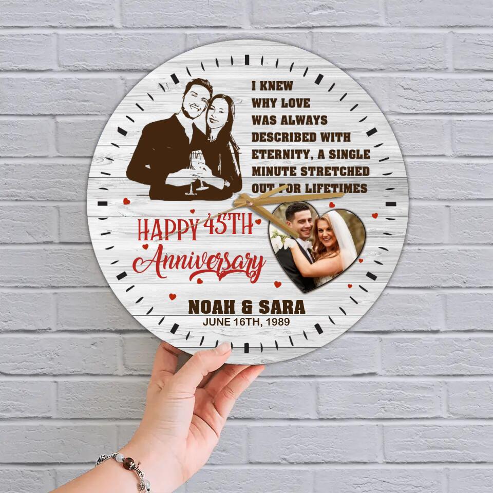 Personalized Valentine Gifts - I Knew Why Love Was Always Described With Eternity - Personalized Upload Photo Wall Clock - Best Meaningful Home Decor - Best Gift For Him/Her For Couple On Valentine Anniversary - 212IHNVSWC940