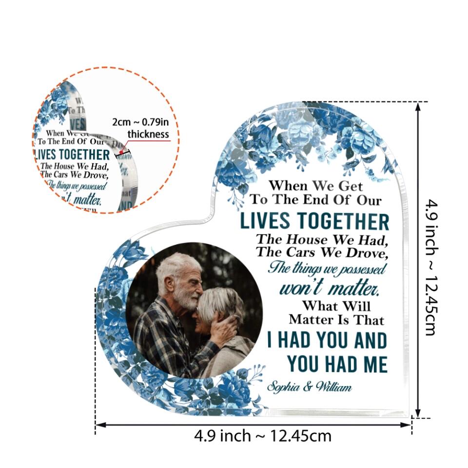 When We Get To The End Of Our Live Together, I Had You And You Had Me - Best Anniversary, Birthday Gift for Parents, Grandparents - 212IHNVSAP959