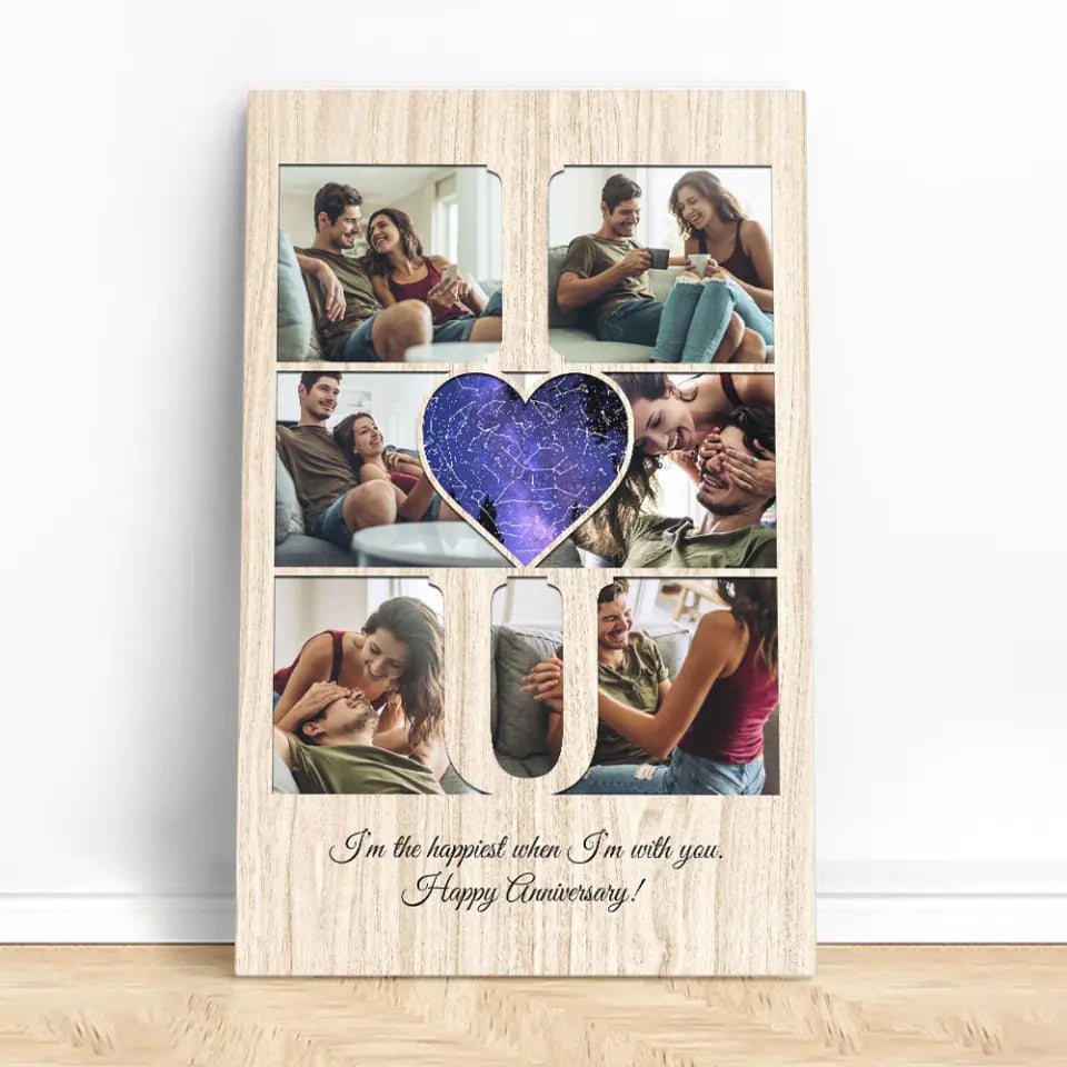 I Love You I&#39;m The Happiest When I&#39;m With You - Personalized Canvas Poster Home Decor Wall Art - Best Gift for Couple On Birthdays Anniversaries - 212IHPLNCA647