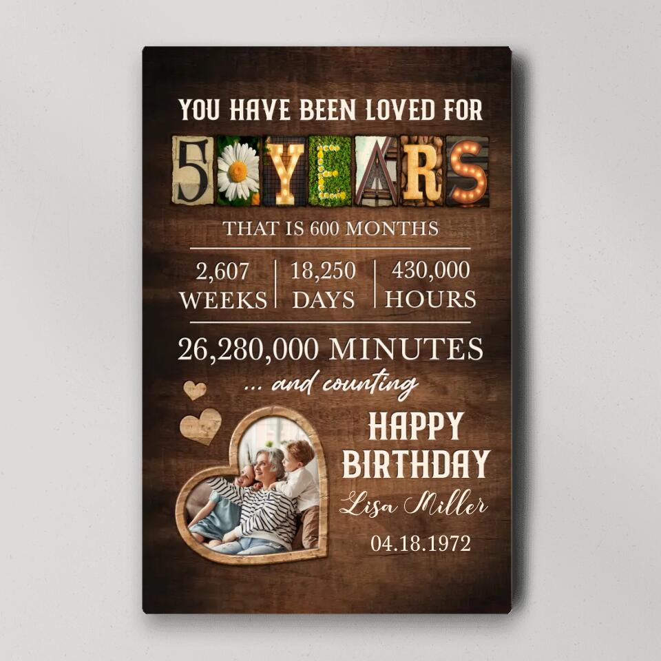 You Have Been Loved For 50 Years Custom Canvas Poster Happy Birthday Grandma Gifts