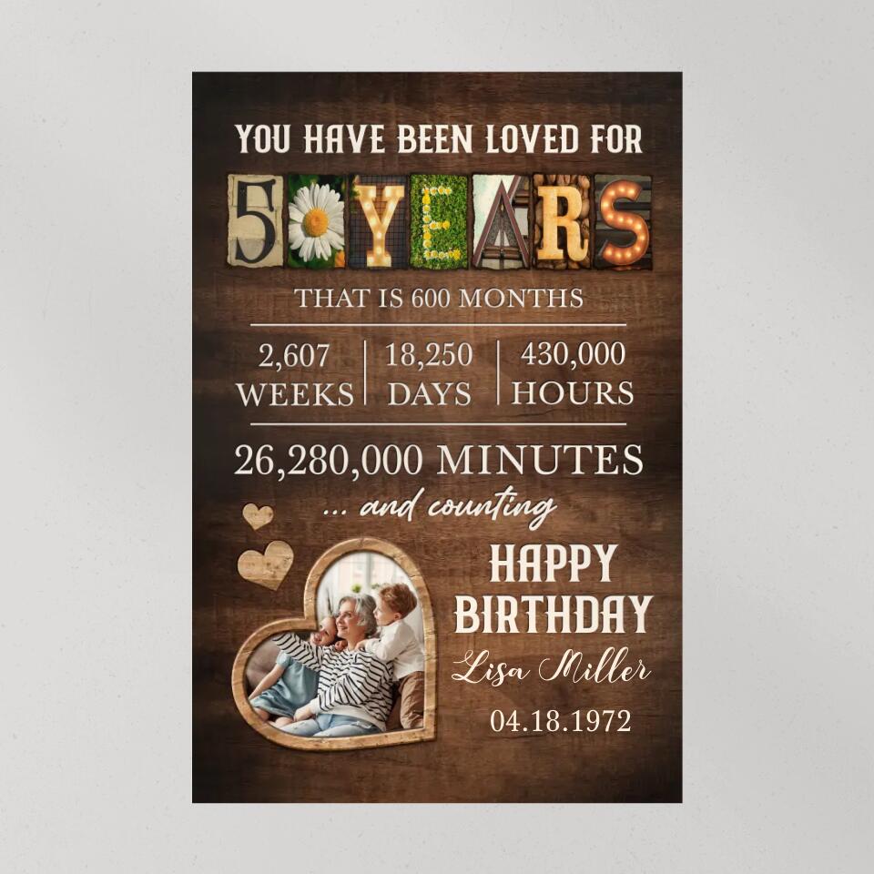 You Have Been Loved For 50 Years Custom Canvas Poster Happy Birthday Grandma Gifts