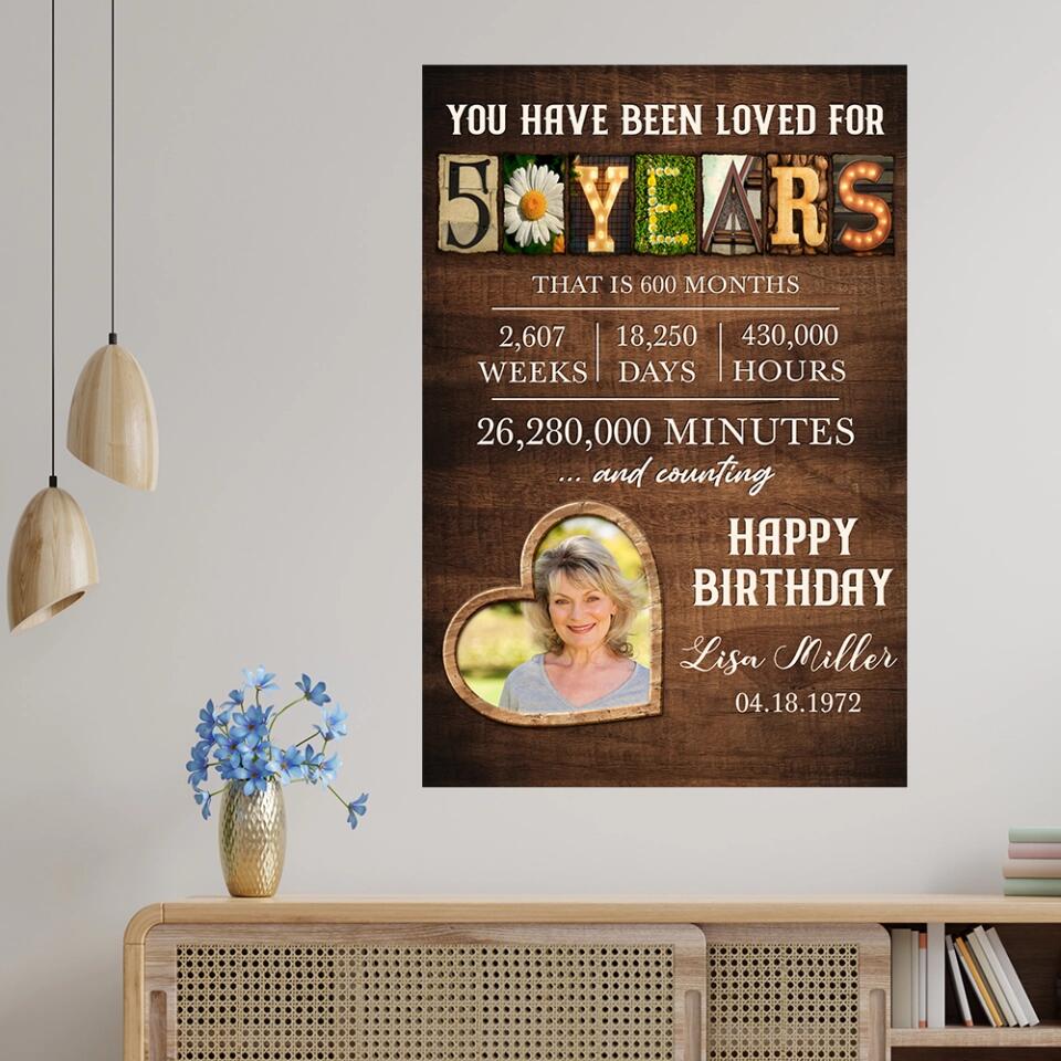 You Have Been Loved For 50 Years Custom Canvas Poster Happy Birthday Grandma Gifts