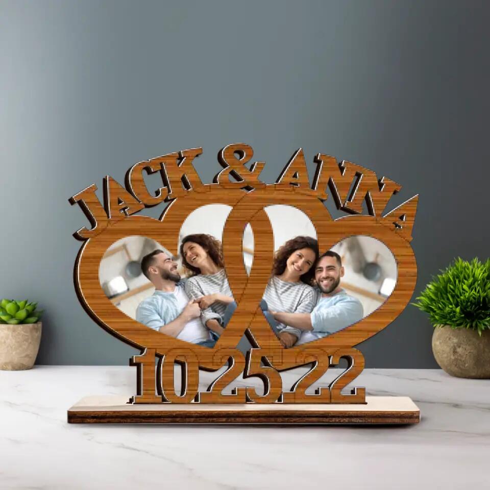 Personalized Photo and Name Wooden Acrylic Plaque Anniversary Gift For Couple