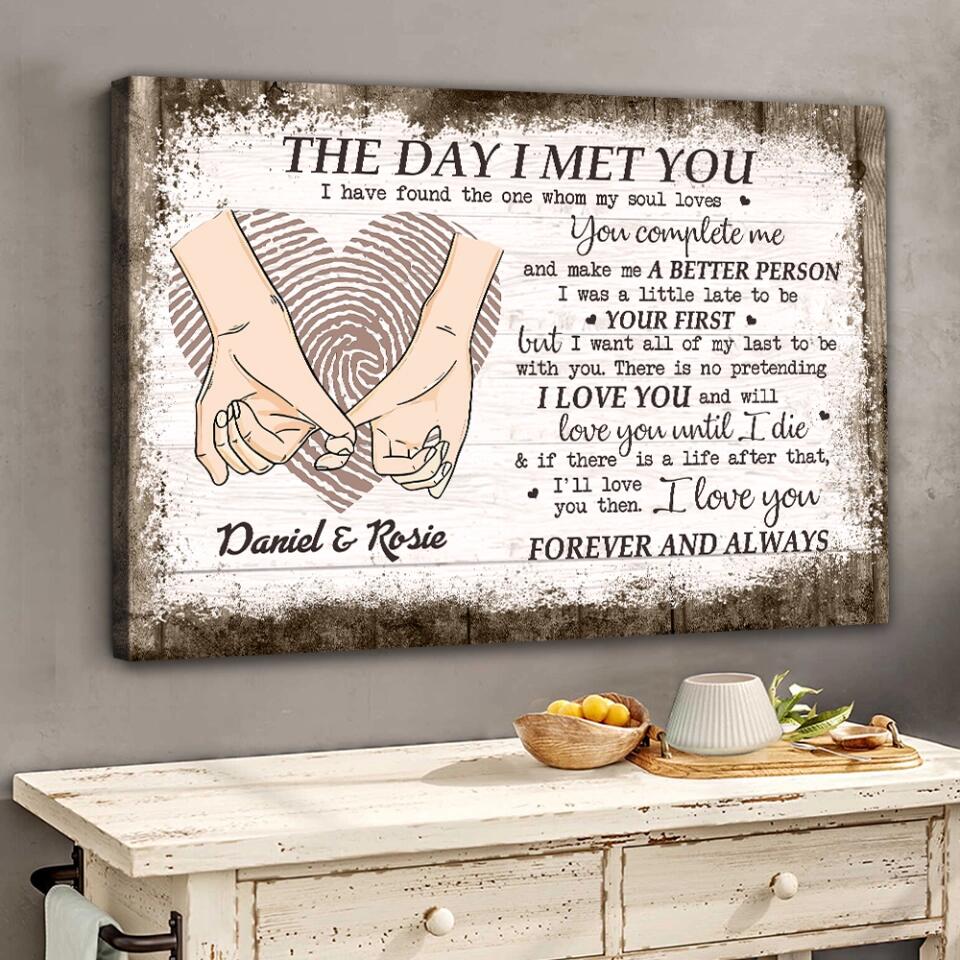 The Day I Met You I Found My Missing Piece - Canvas Poster Wall Art - Personalized Gift For Couples