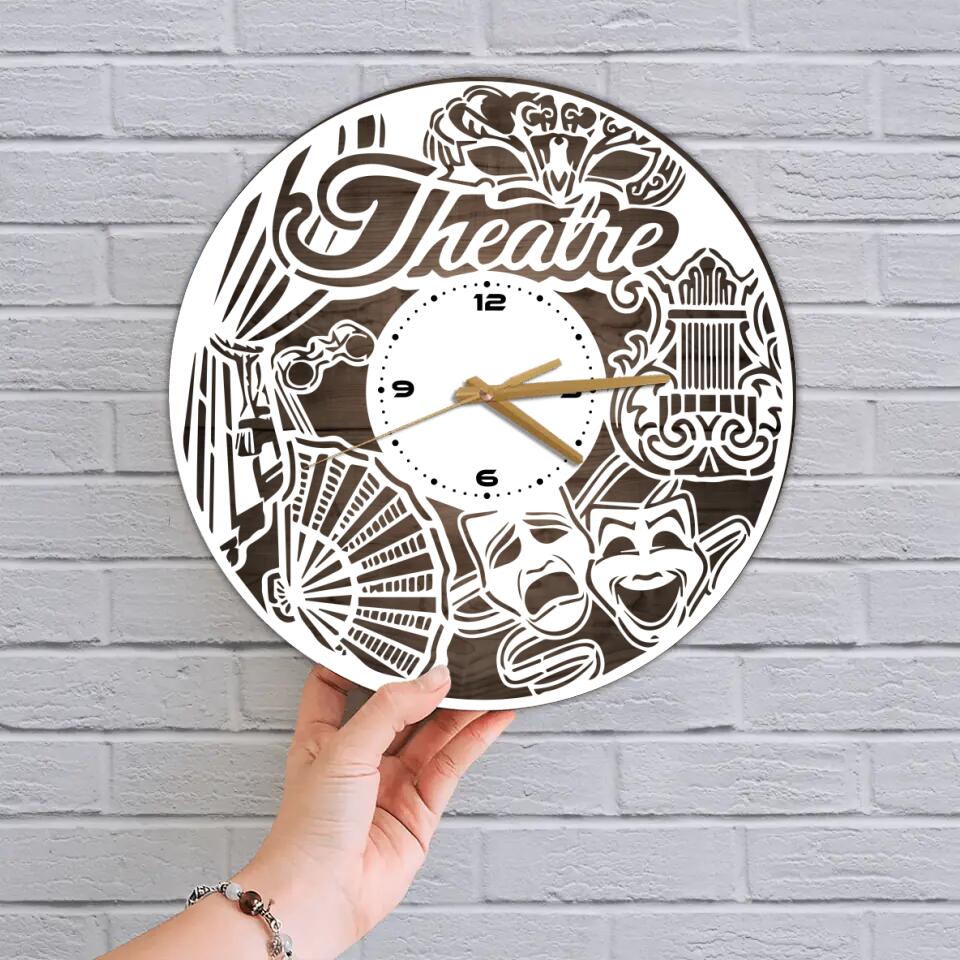 Theatre Theme Theatre Mask - Special Wall Clock - Best Gift For Actor/Actress - Best Decor For Theatre Lovers - 212ICNVSWC421