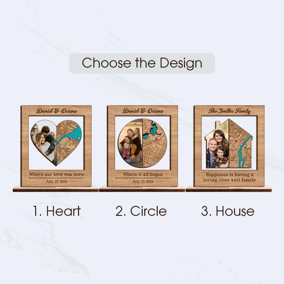 Where It All Began Sign Retro Map - Housewarming Gifts - Cusom Wooden Plaque - Anniversary Gift For Couples