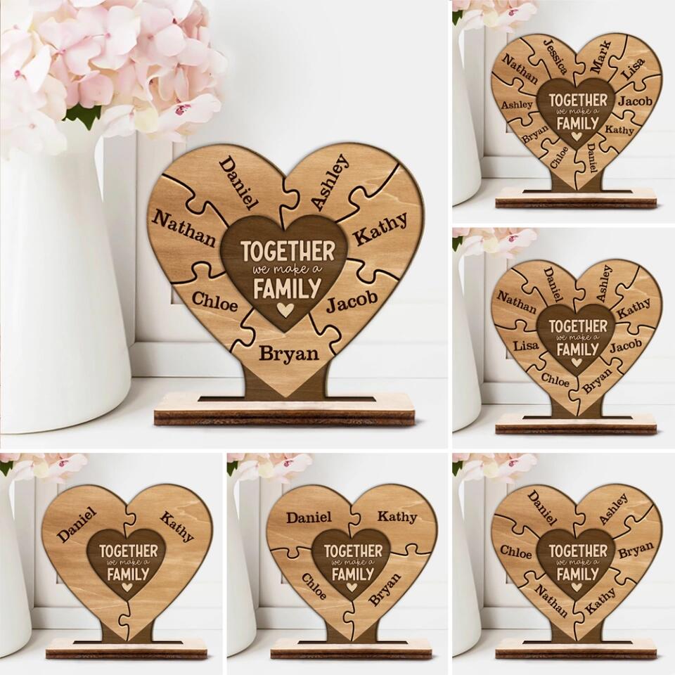 Together We Make A Family - Housewarming Gifts - Custom Wooden Plaque - Gift For Parents