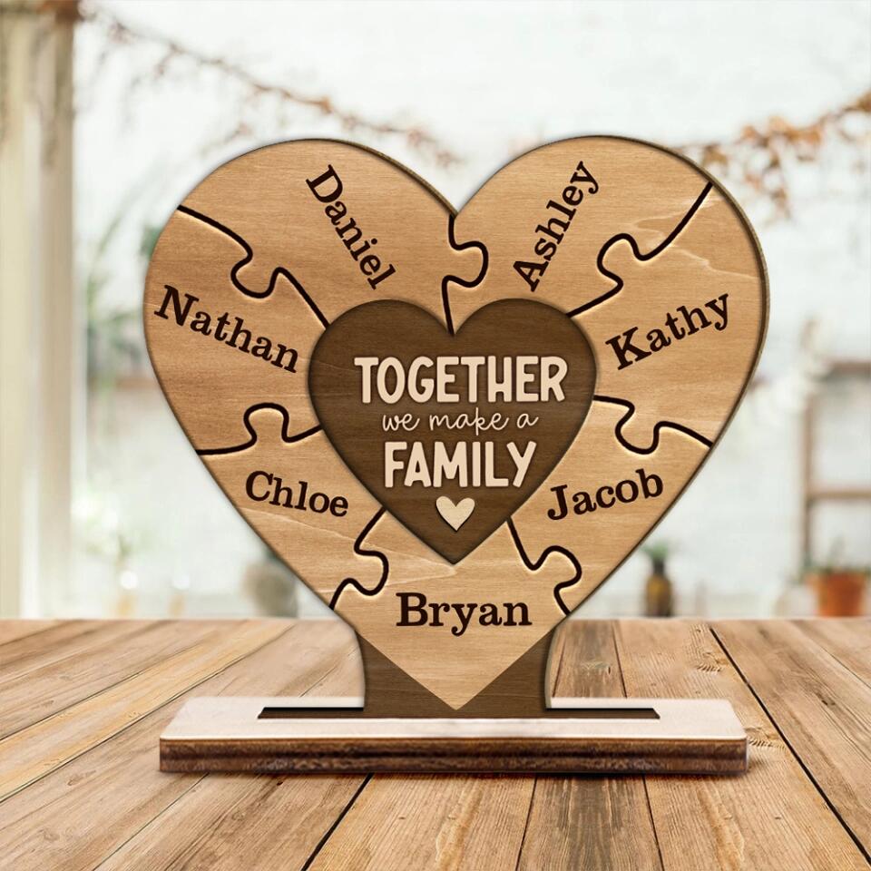 Together We Make A Family - Housewarming Gifts - Custom Wooden Plaque - Gift For Parents