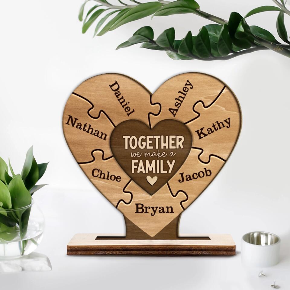 Together We Make A Family - Housewarming Gifts - Custom Wooden Plaque - Gift For Parents