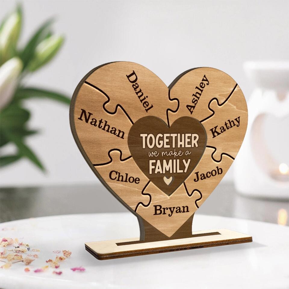 Together We Make A Family - Housewarming Gifts - Custom Wooden Plaque - Gift For Parents