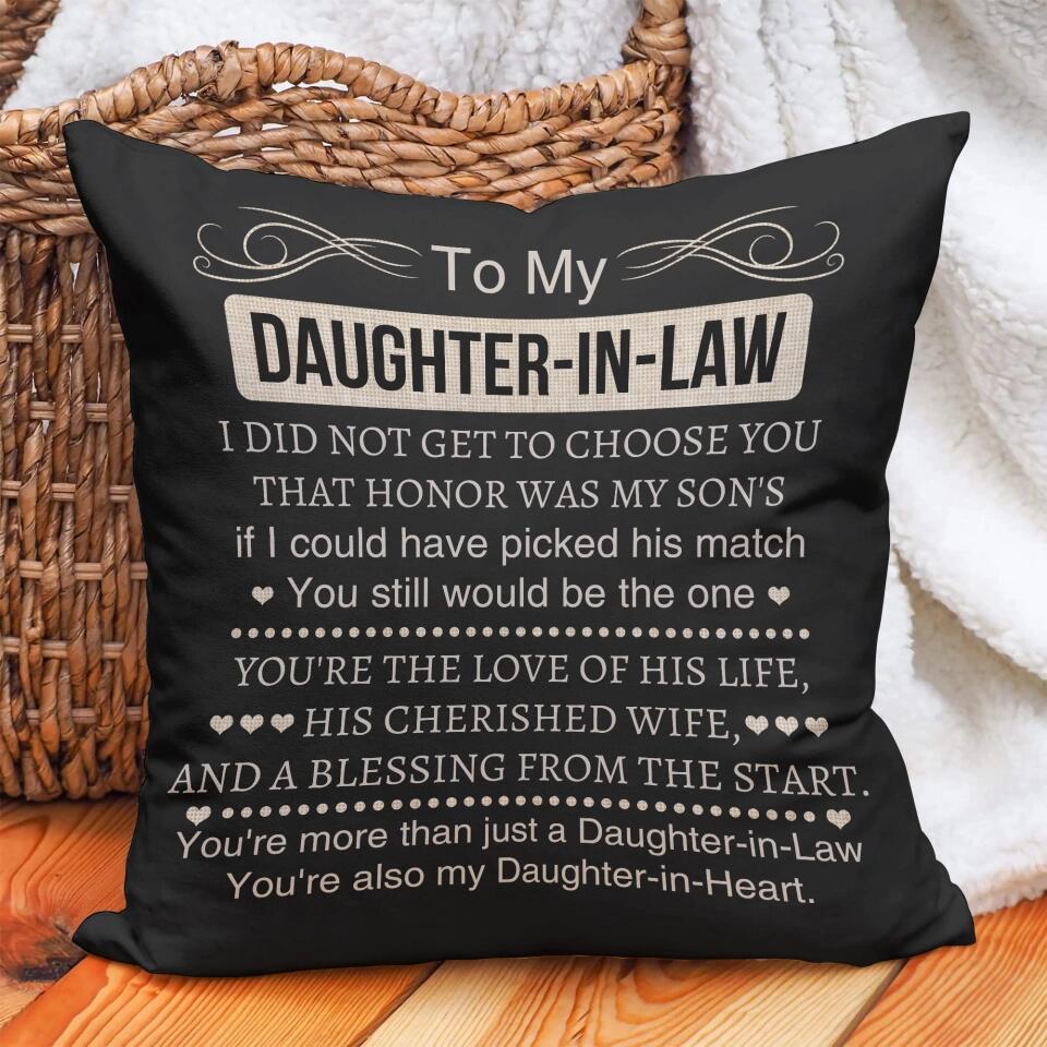 To My Daughter in Law - Square Pillow - Gifts for Daughter in Law Christmas, Birthday - Gifts from Mother in Law