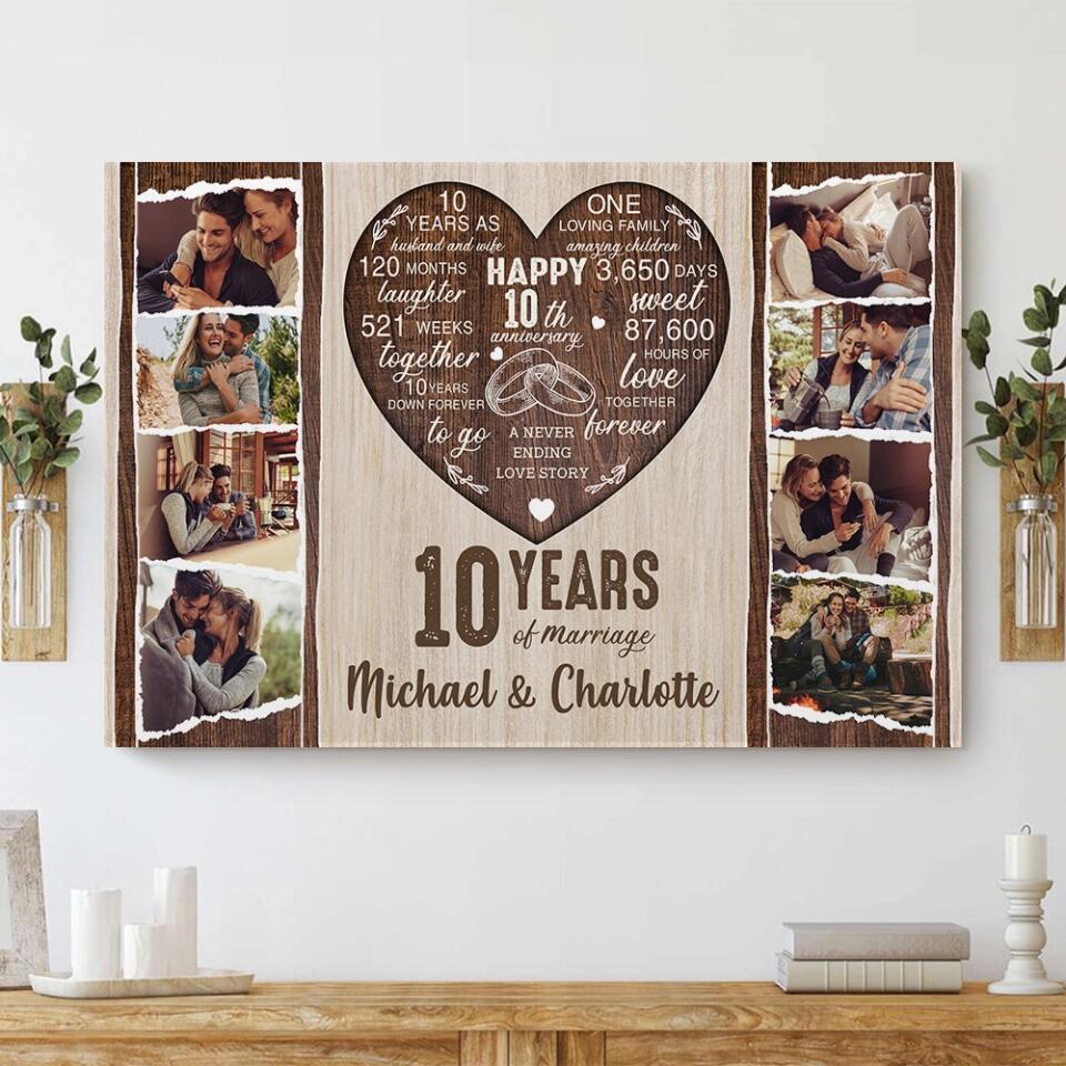 10 Years Of Marriage Love Message Custom Canvas Poster Anniversary Gift For Couples