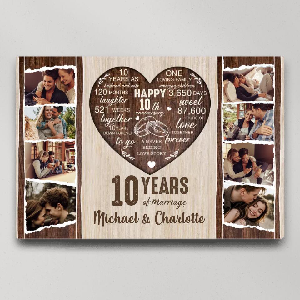 10 Years Of Marriage Love Message Custom Canvas Poster Anniversary Gift For Couples