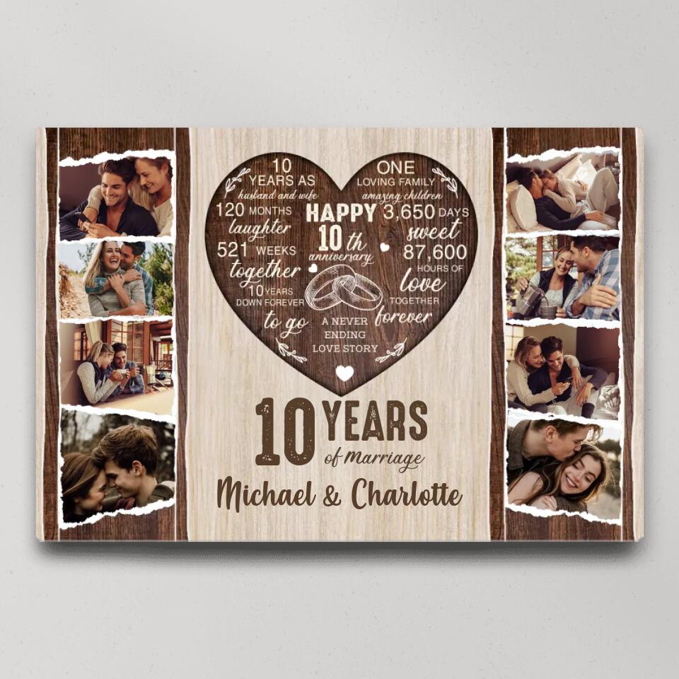 10 Years Of Marriage Love Message Custom Canvas Poster Anniversary Gift For Couples
