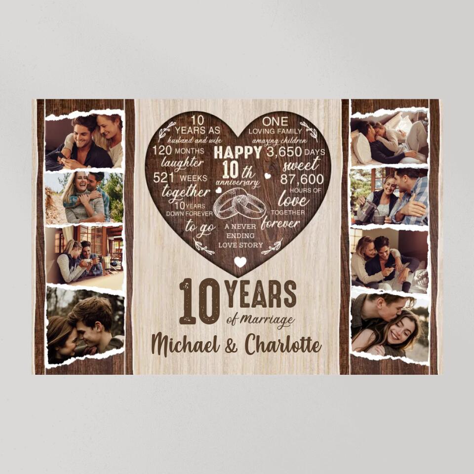 10 Years Of Marriage Love Message Custom Canvas Poster Anniversary Gift For Couples
