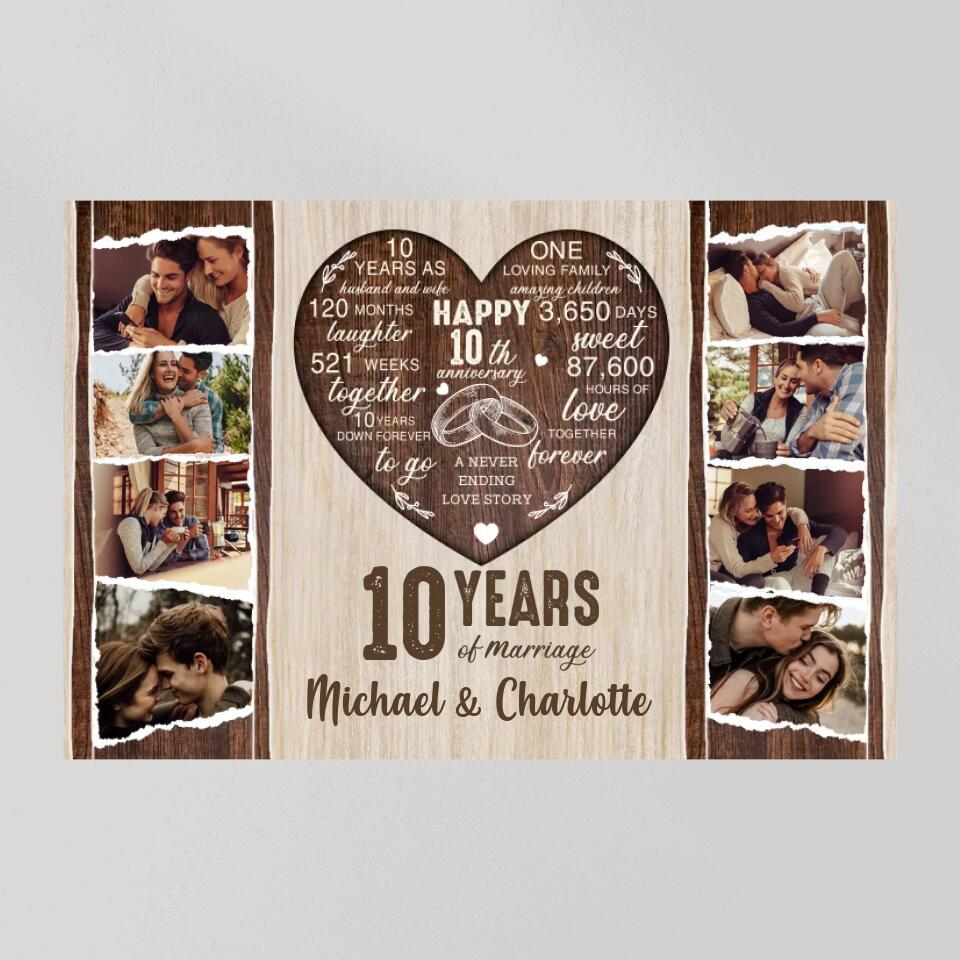 10 Years Of Marriage Love Message Custom Canvas Poster Anniversary Gift For Couples