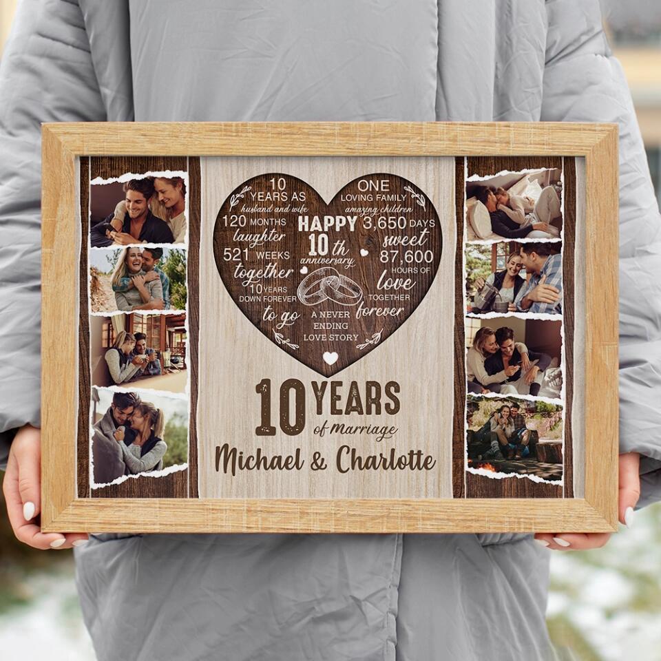 10 Years Of Marriage Love Message Custom Canvas Poster Anniversary Gift For Couples