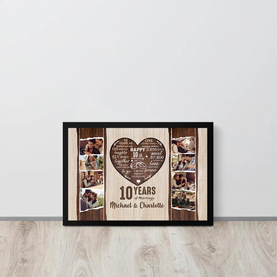 10 Years Of Marriage Love Message Custom Canvas Poster Anniversary Gift For Couples
